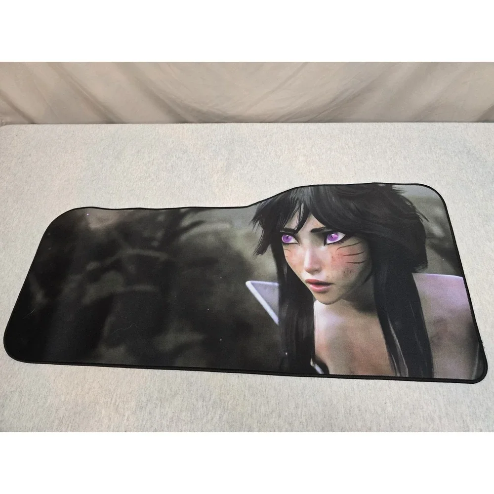 League of Legends Ahri Mouse Keyboard Gaming Mat Pad Black & Pink 28X12